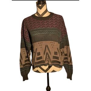 Vintage Da Vinci California Sweater - Purple & Teal Geometric Knit - Size M